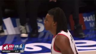 Greg Brown for the Blazers dunks on defender!