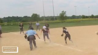 Katelyn Young makes a diving tag to get a 3rd out!